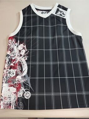 Metal Mulisha Y2K Mens Skull Graphic Sleeveless V Neck Jersey Tank Top Size L